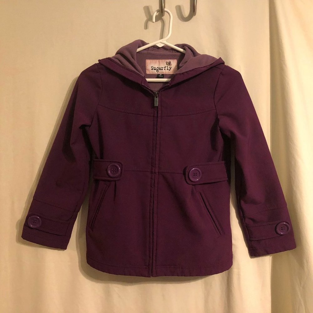 Plum Hooded Coat Girls Size Medium